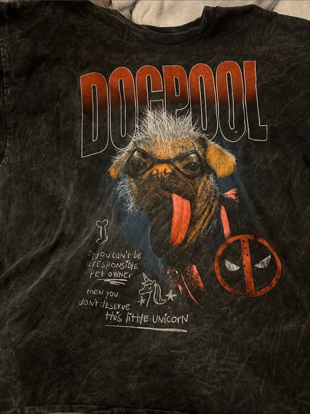 Graphic Deadpool (Dog pool)T-Shirt - Black with Red Accent